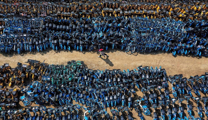 Свалка ненужных велосипедов в Китае: фото с высоты птичьего полёта