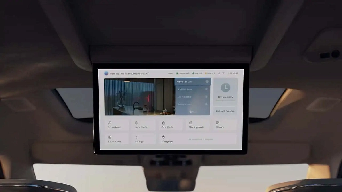 Экран в салоне нового минивэна Volvo EM90 выполняет функцию крыши 